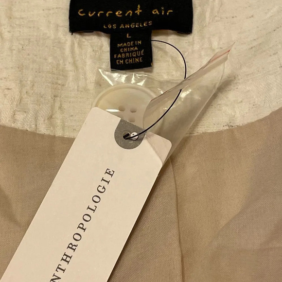 CURRENT AIR by ANTHROPOLOGIE Cropped Jacquard Blazer in Light Sand - Picture 7 of 10